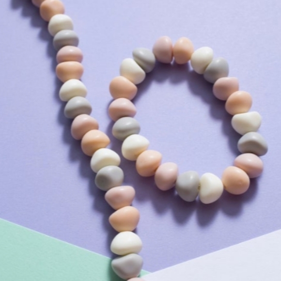 🌼 Vintage pastel matte beaded necklace + bracelet set - Picture 2 of 8